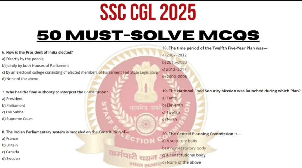 50 Must-Solve MCQs for SSC CGL 2025