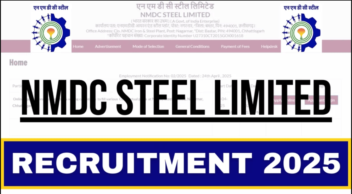 934 Posts - NMDC Steel Limited - NSL Recruitment 2025 – Last Date 08 May Govt Exam Update 1 NSL Recruitment 2025