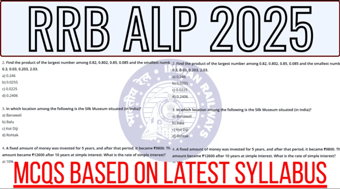 RRB ALP 2025 Practice Paper: MCQs Based on Latest Syllabus 1 RRB ALP 2025 Practice Paper