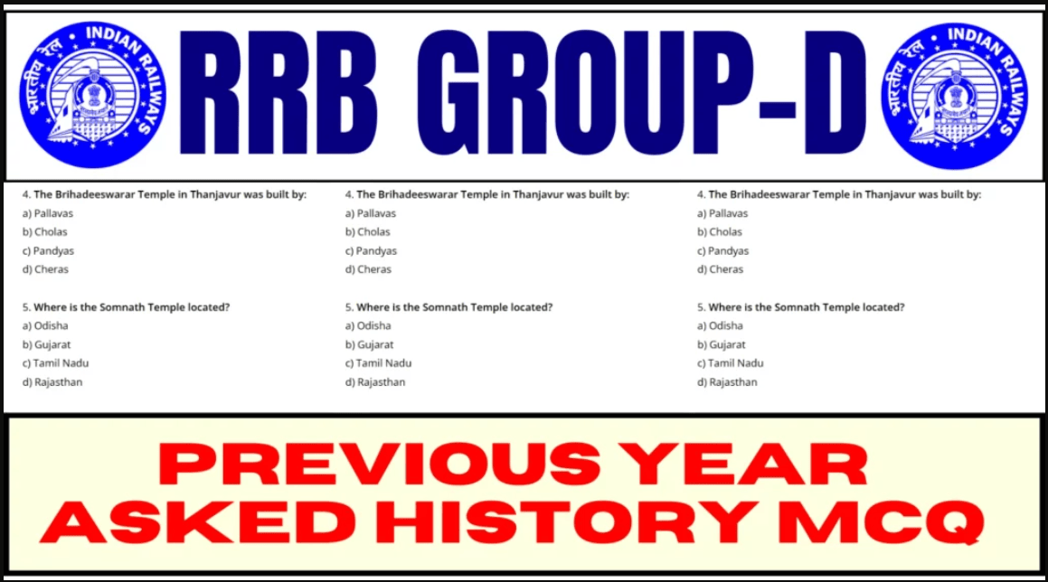 RRB Group D Previous Year Asked Important 25 History MCQs with Answers