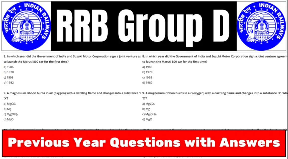 RRB Group D Previous Year Questions with Answers